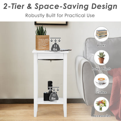 Set of 2 Versatile 2-Tier End Table with Storage Shelf, White End & Side Tables at Gallery Canada