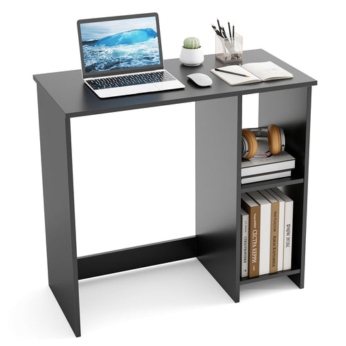 31.5 Inch Modern Home Office Desk, 2 Compartments, Black