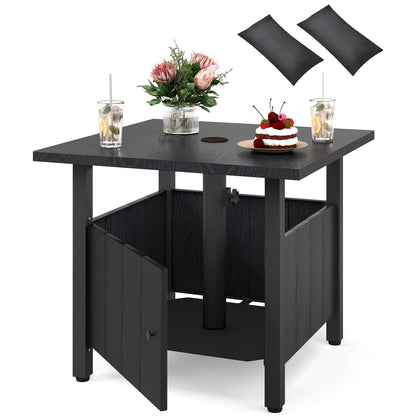Outdoor Side Table with 1.89" Umbrella Hole Patio Umbrella Table Base Stand, Black Patio Coffee Tables at Gallery Canada