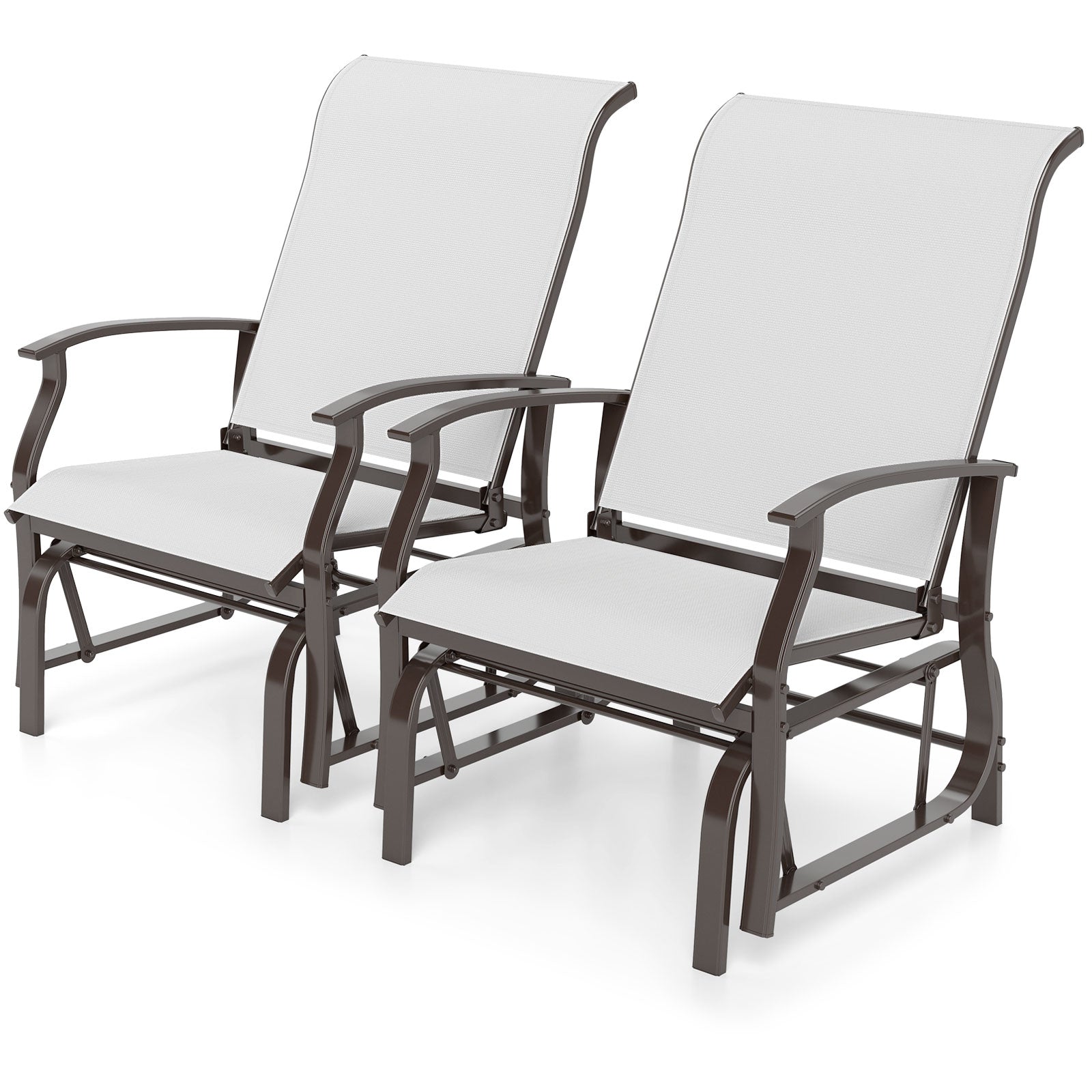 Outdoor Glider Chairs Set of 2 with Ergonomic Backrest and Seat, Beige Patio Rocking Chairs & Gliders at Gallery Canada