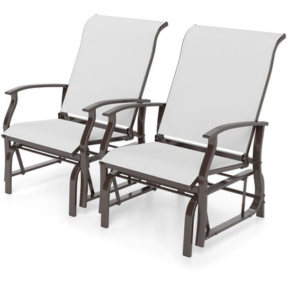 Outdoor Glider Chairs Set of 2 with Ergonomic Backrest and Seat, Beige Patio Rocking Chairs & Gliders at Gallery Canada