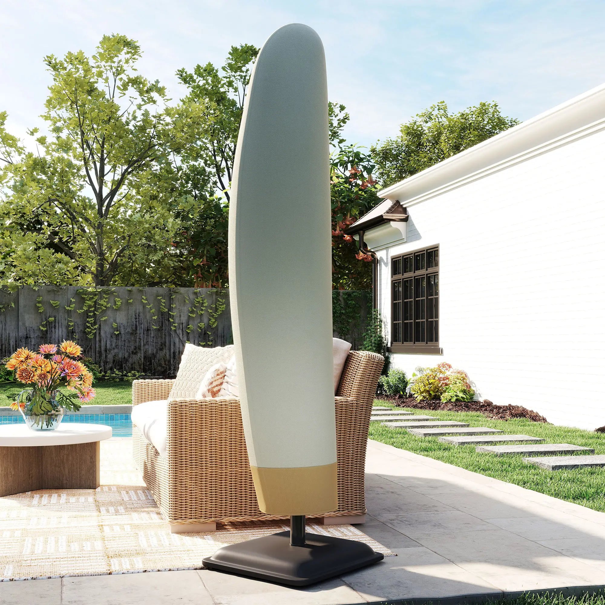87-Inch Patio Umbrella Cover, 10ft to 13ft, Coffee and Beige Umbrella Covers at Gallery Canada