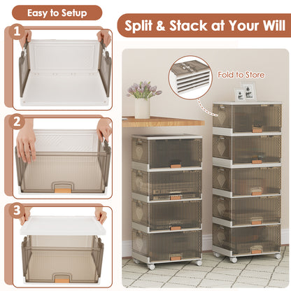 3/4/5/6-Cube Stackable Storage Bins with Detachable Wheels-5 Cube, White Shoe Racks & Storage Benches at Gallery Canada