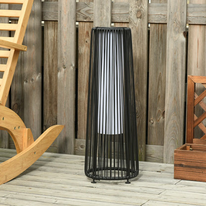 Wicker Solar Floor Lamp, Auto On/Off LED, IP44, Black Solar Post Lamps at Gallery Canada