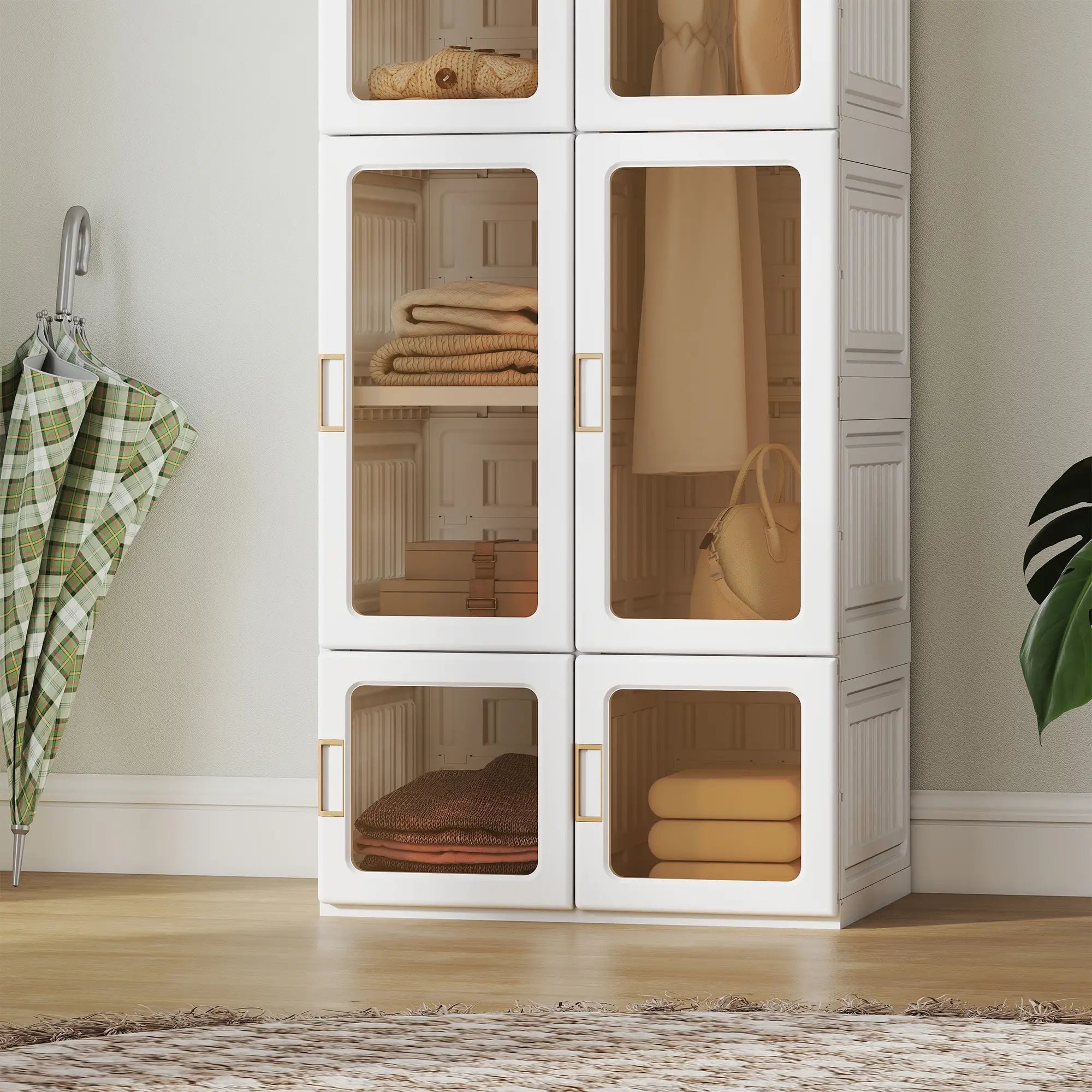 Portable Wardrobe, Foldable Plastic Closet, 6 Compartments, White Clothing Storage at Gallery Canada