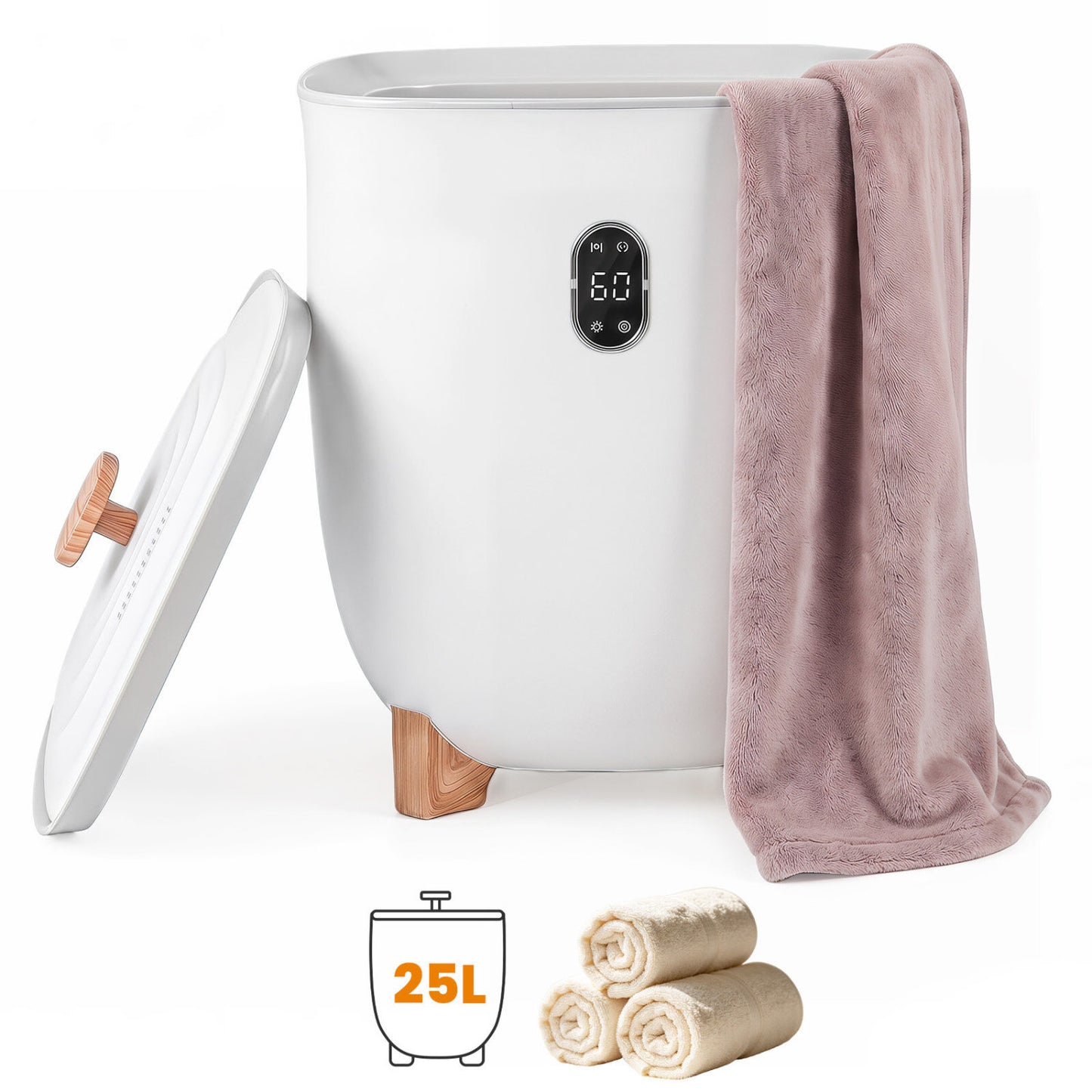 Seau réchauffeur de serviettes 20L avec chauffage d'air PTC, Blanc