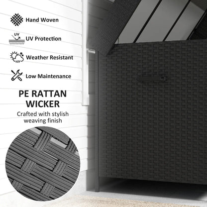 165 Gallon Deck Box, Wicker Outdoor Storage, Waterproof Liner, Black Patio Storage Boxes at Gallery Canada