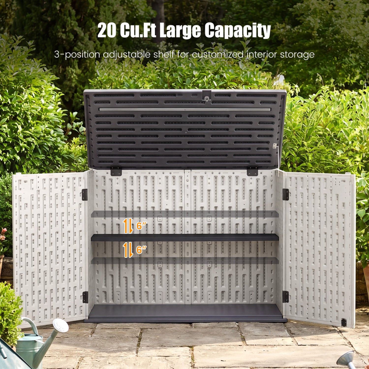 20 Cu.Ft Horizontal Resin Storage Shed With Adjustable Shelf, White Sheds & Outdoor Storage at Gallery Canada