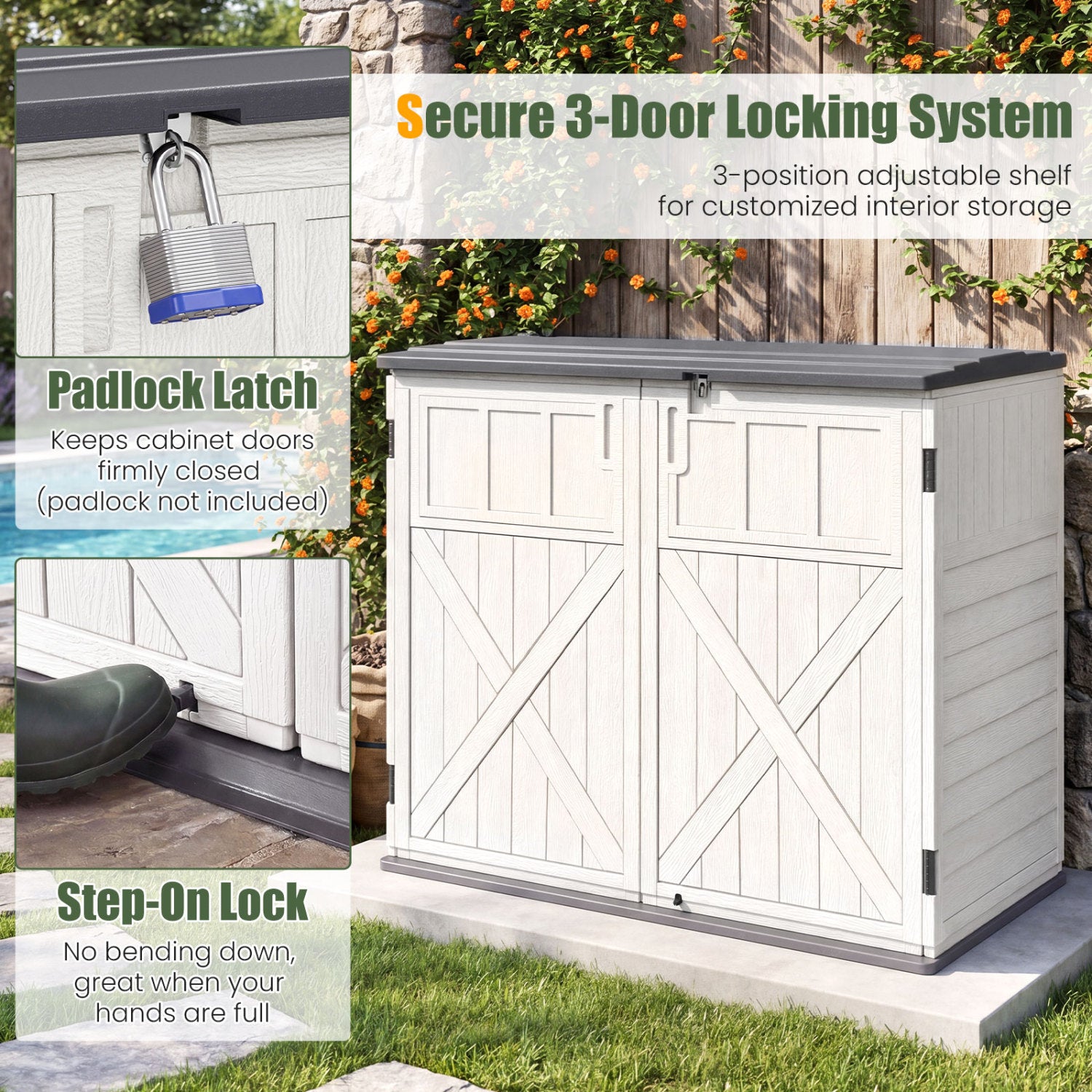20 Cu.Ft Horizontal Resin Storage Shed With Adjustable Shelf, White Sheds & Outdoor Storage at Gallery Canada