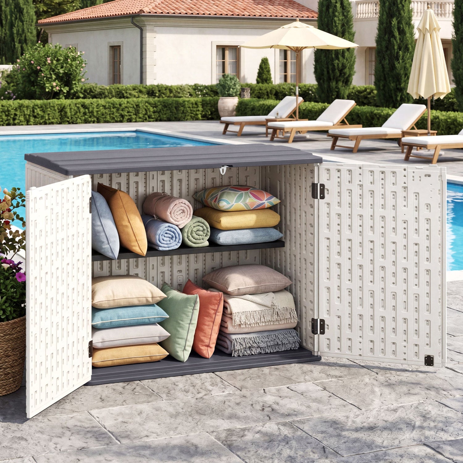 20 Cu.Ft Horizontal Resin Storage Shed With Adjustable Shelf, White Sheds & Outdoor Storage at Gallery Canada