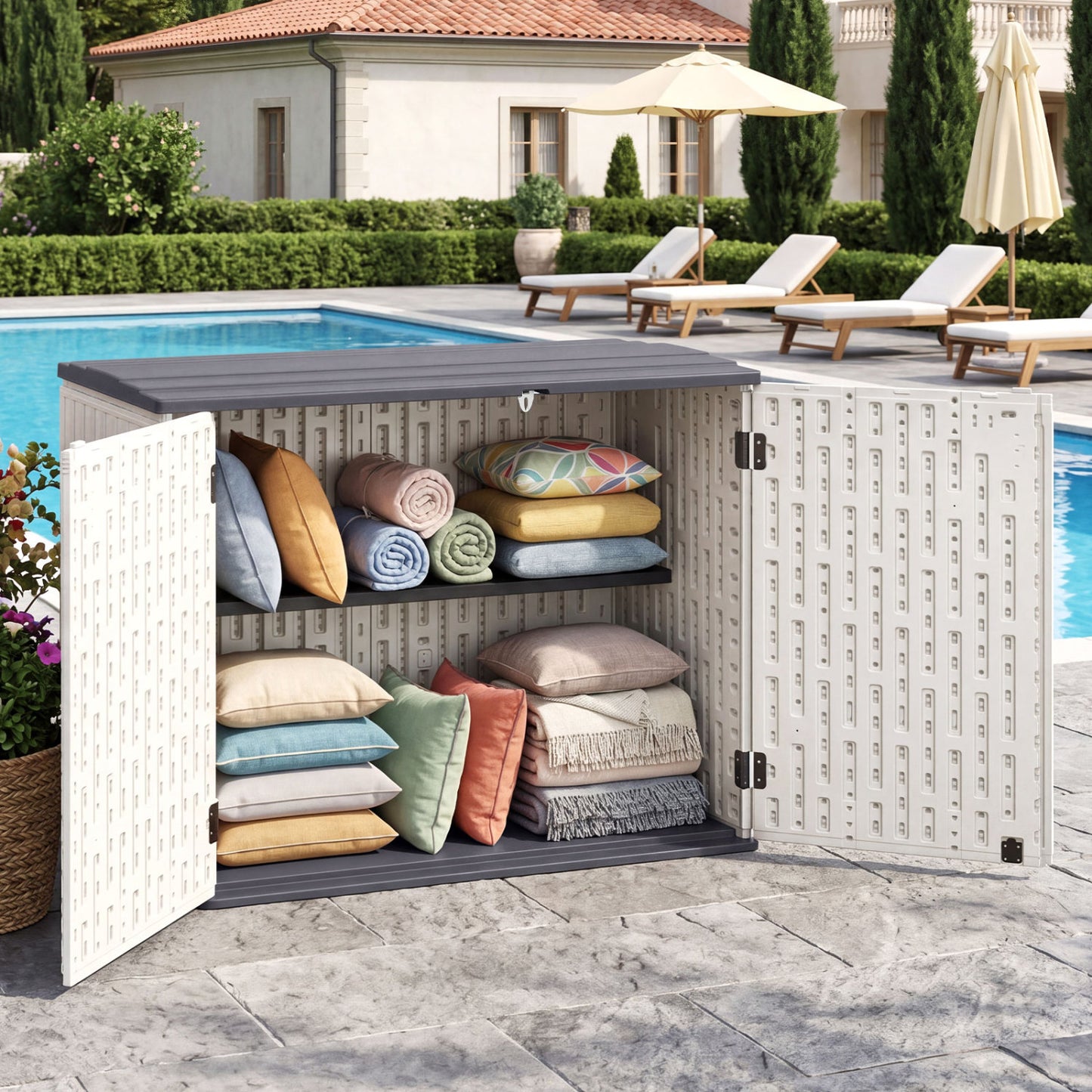 20 Cu.Ft Horizontal Resin Storage Shed With Adjustable Shelf, White Sheds & Outdoor Storage at Gallery Canada