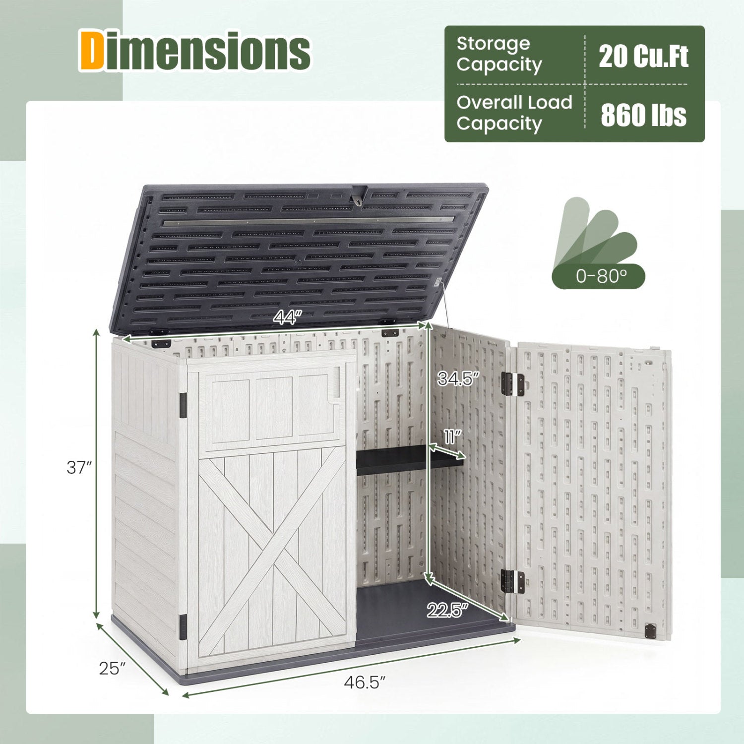 20 Cu.Ft Horizontal Resin Storage Shed With Adjustable Shelf, White Sheds & Outdoor Storage at Gallery Canada