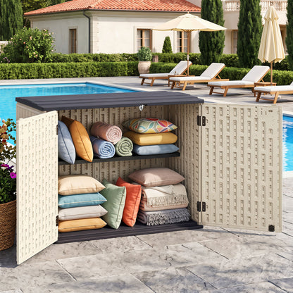 20 Cu.Ft Horizontal Resin Storage Shed, Beige
