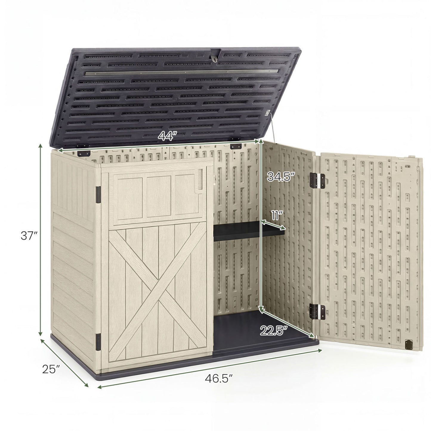 20 Cu.Ft Horizontal Resin Storage Shed, Beige