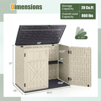20 Cu.Ft Horizontal Resin Storage Shed, Beige