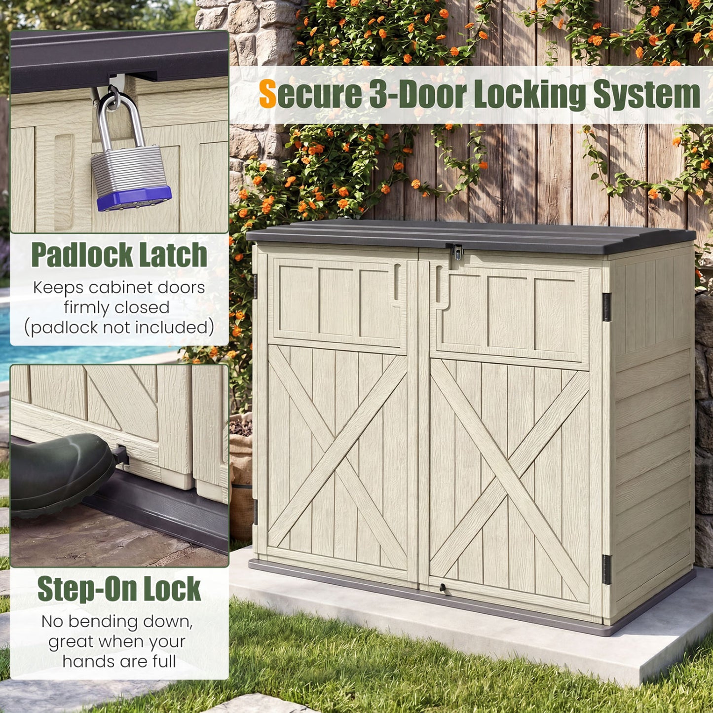 20 Cu.Ft Horizontal Resin Storage Shed, Beige