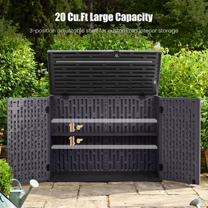 20 Cu.Ft Horizontal Resin Storage Shed with Adjustable Shelf, Brown