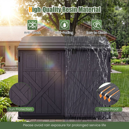 20 Cu.Ft Horizontal Resin Storage Shed with Adjustable Shelf, Brown