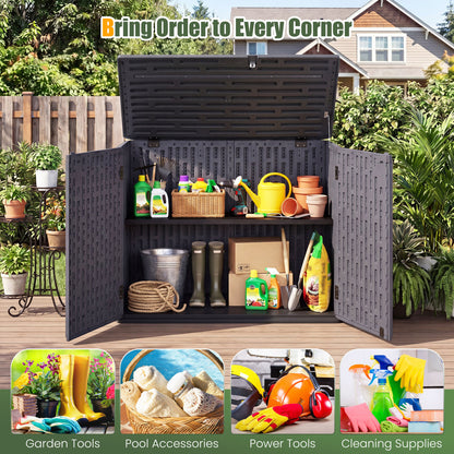 20 Cu.Ft Horizontal Resin Storage Shed with Adjustable Shelf, Brown
