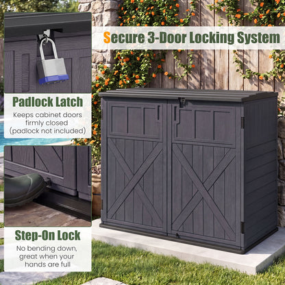 20 Cu.Ft Horizontal Resin Storage Shed with Adjustable Shelf, Brown