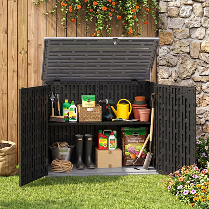20 Cu.Ft Horizontal Resin Shed, Adjustable Shelf, Black