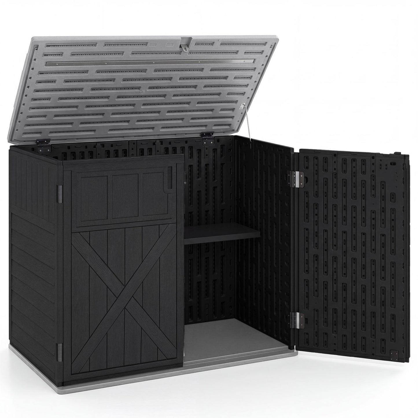 20 Cu.Ft Horizontal Resin Shed, Adjustable Shelf, Black