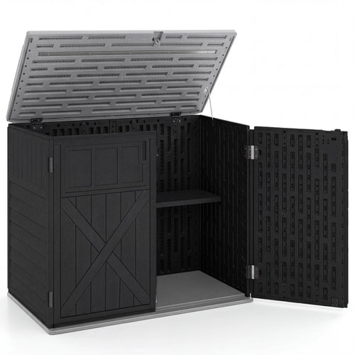 20 Cu.Ft Horizontal Resin Shed, Adjustable Shelf, Black