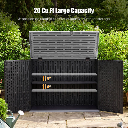 20 Cu.Ft Horizontal Resin Shed, Adjustable Shelf, Black