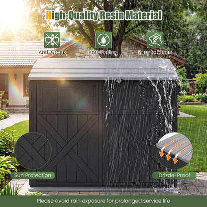 20 Cu.Ft Horizontal Resin Shed, Adjustable Shelf, Black
