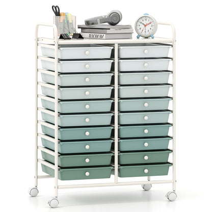 20 Drawers Rolling Storage Cart, Light Green, Green File Cabinets Light Green at Gallery Canada