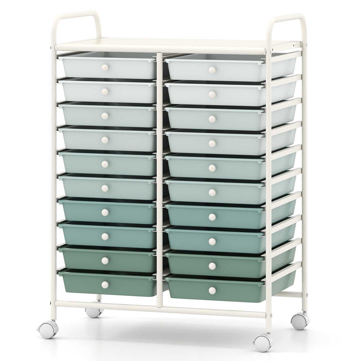 20 Drawers Rolling Storage Cart, Light Green, Green File Cabinets at Gallery Canada