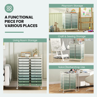 20 Drawers Rolling Storage Cart, Light Green, Green File Cabinets at Gallery Canada