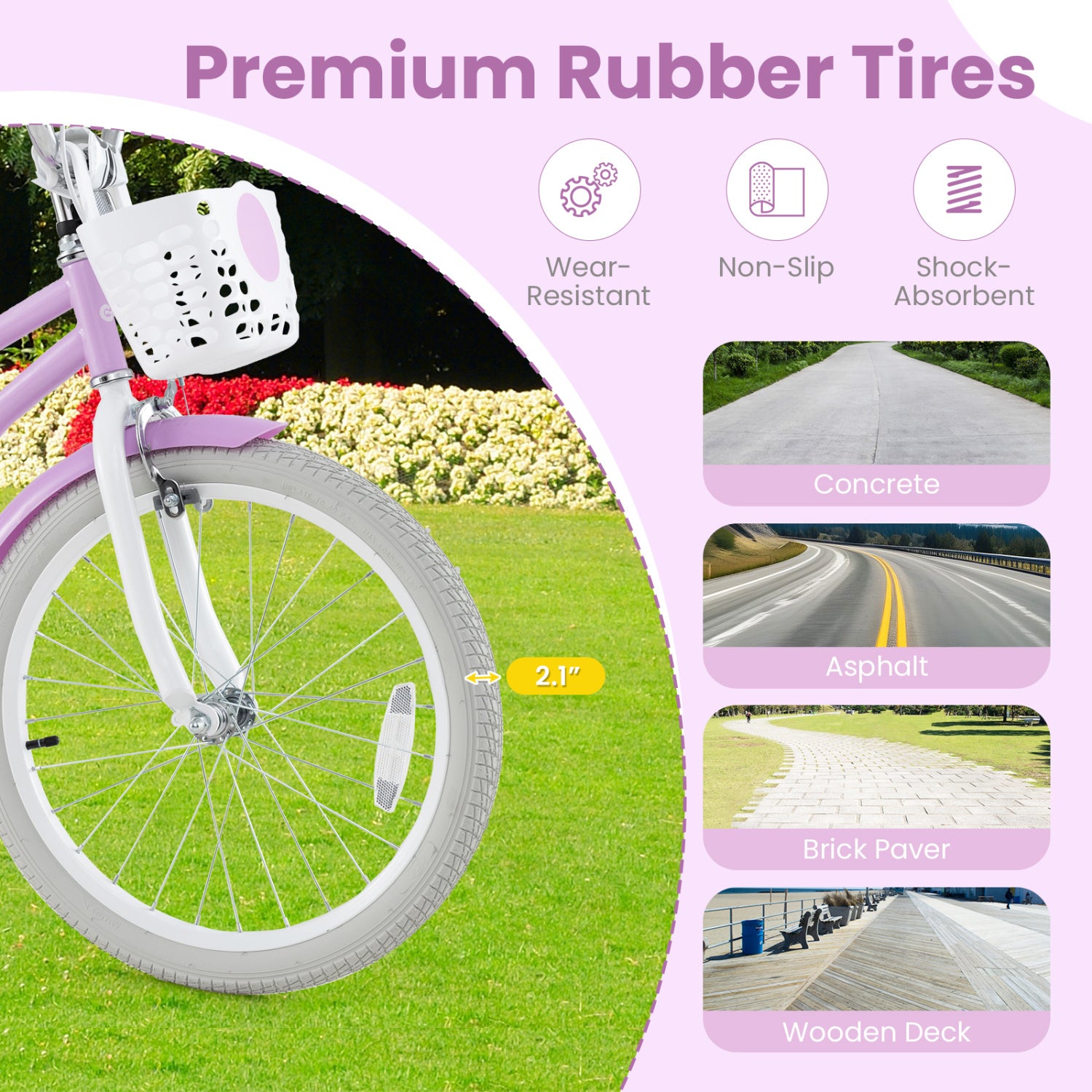 20 Inch Adjustable Kids Bike, 2 Brake System, Purple Kids Bike at Gallery Canada
