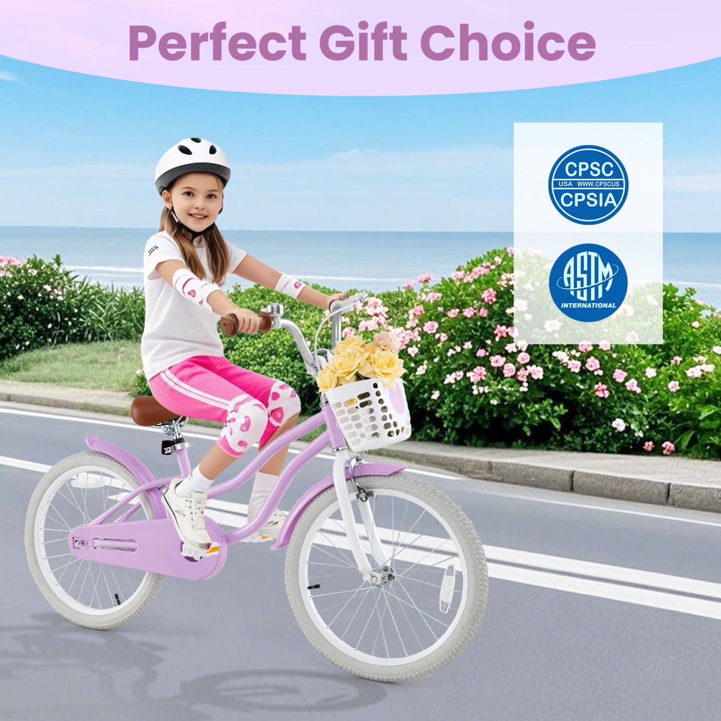 20 Inch Adjustable Kids Bike, 2 Brake System, Purple Kids Bike at Gallery Canada