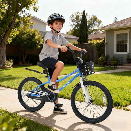 20 Inch Kids Bike Adjustable with Kickstand and Storage Basket for Aged 8+ Years, Navy Kids Bike Navy at Gallery Canada