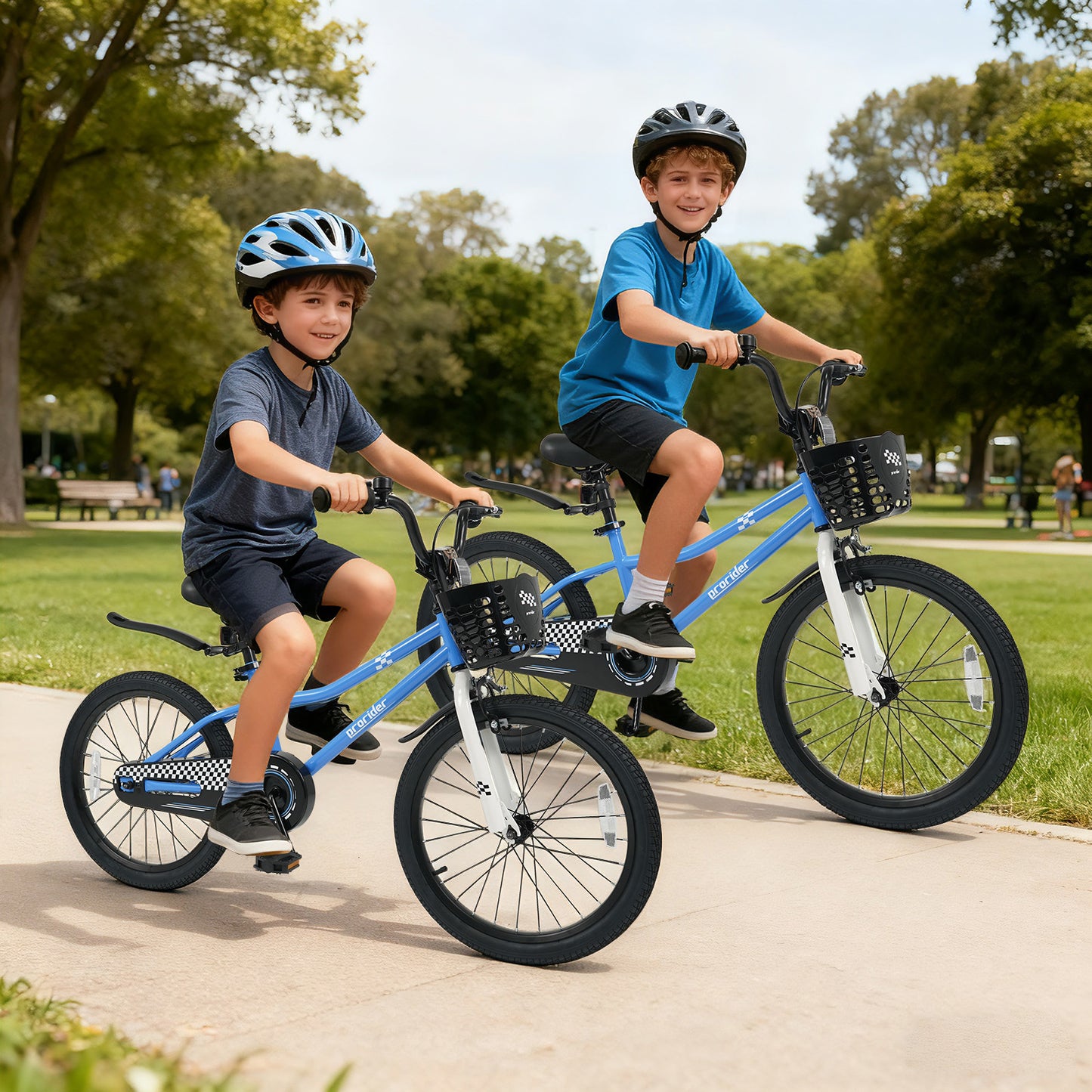 20 Inch Kids Bike Adjustable with Kickstand and Storage Basket for Aged 8+ Years, Navy Kids Bike at Gallery Canada
