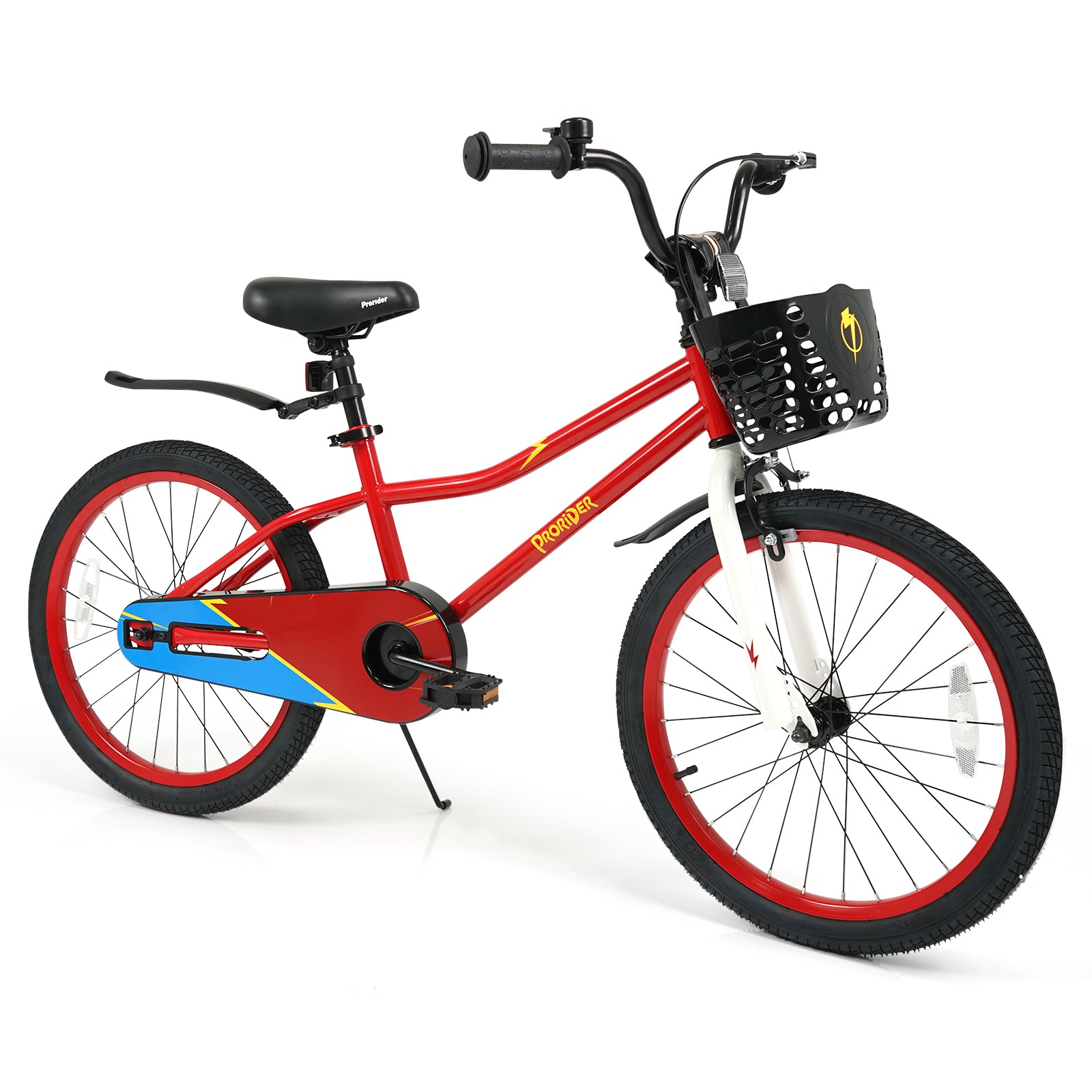 20 Inch Kids Bike Adjustable with Kickstand and Storage Basket for Aged 8+ Years, Red Kids Bike Red at Gallery Canada