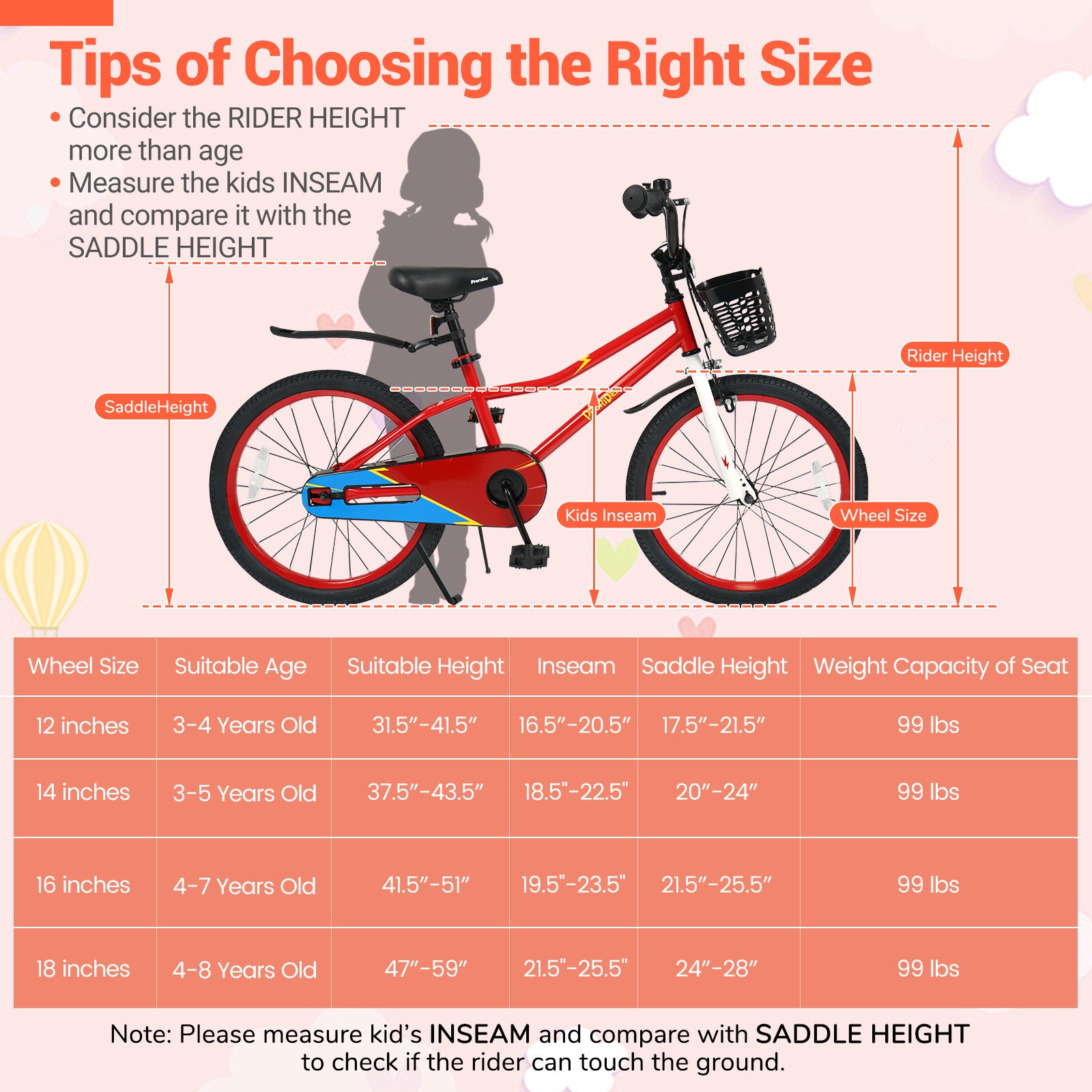 20 Inch Kids Bike Adjustable with Kickstand and Storage Basket for Aged 8+ Years, Red Kids Bike at Gallery Canada