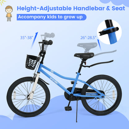 20 Inch Kids Bike Adjustable with Kickstand and Storage Basket for Aged 8+ Years, Navy Kids Bike at Gallery Canada