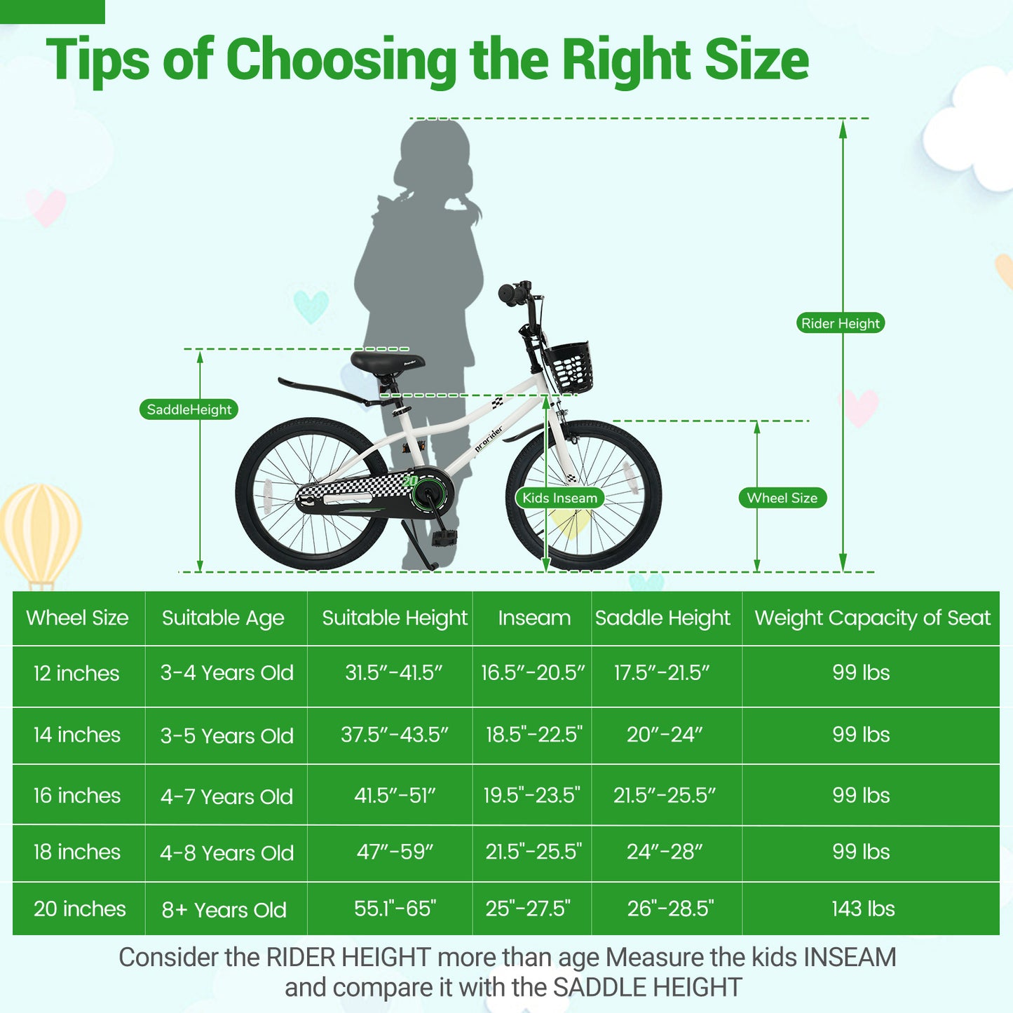 20 Inch Kids Bike Adjustable with Kickstand and Storage Basket for Aged 8+ Years, White Kids Bike at Gallery Canada