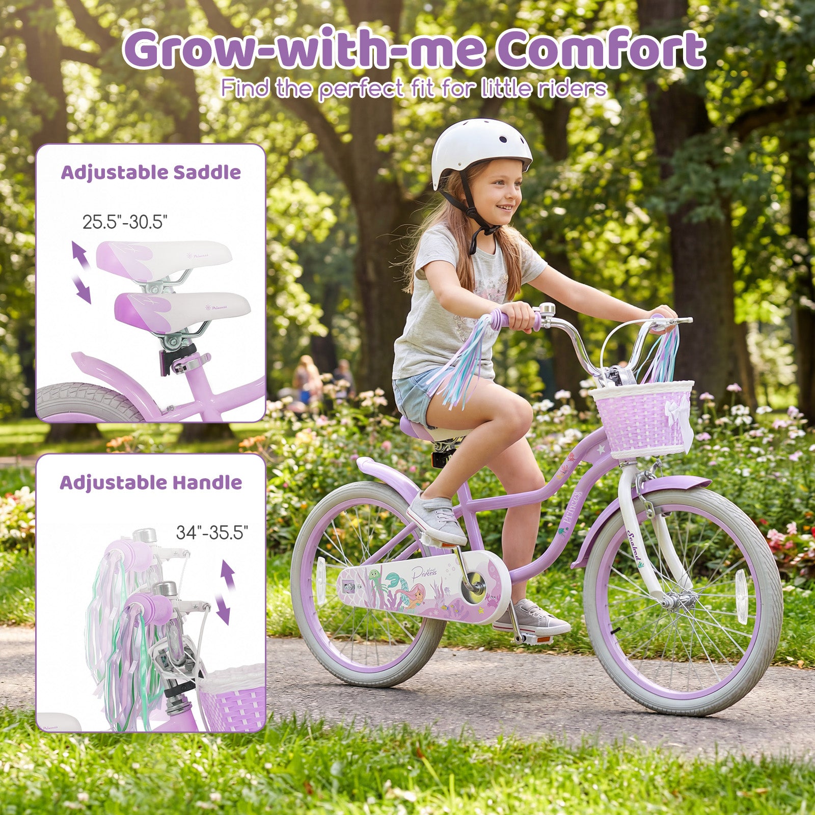 20 Inch Kids Bike, Adjustable, Princess Of The Sea Theme, Purple Kids Bike at Gallery Canada