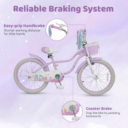 20 Inch Kids Bike, Adjustable, Princess Of The Sea Theme, Purple Kids Bike at Gallery Canada