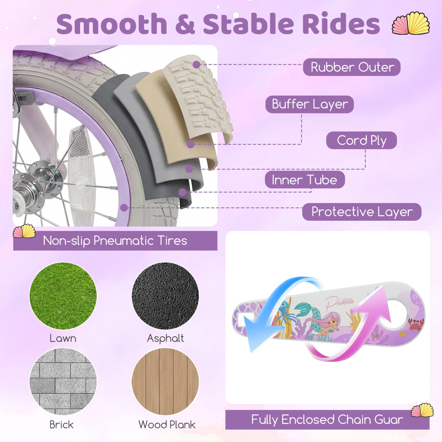 20 Inch Kids Bike, Adjustable, Princess Of The Sea Theme, Purple Kids Bike at Gallery Canada