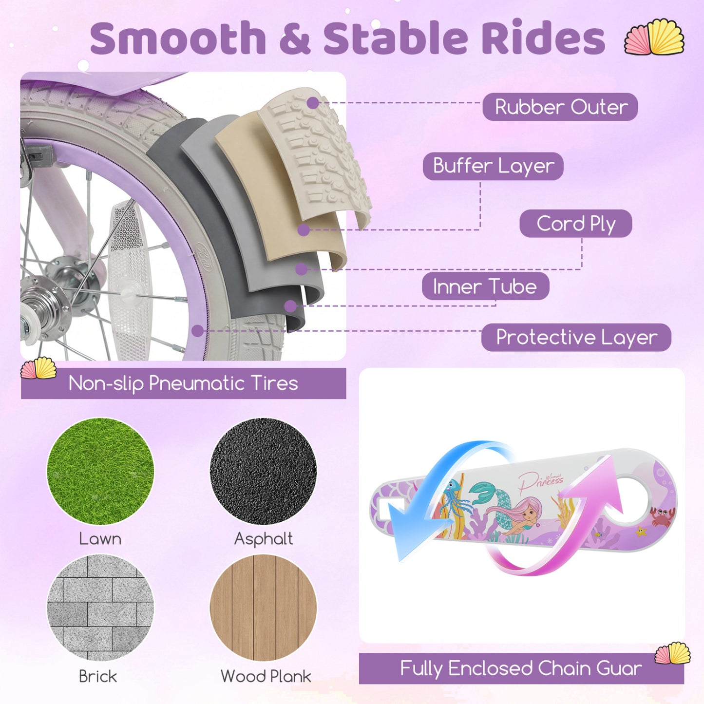 20 Inch Kids Bike, Adjustable, Princess Of The Sea Theme, Purple Kids Bike at Gallery Canada