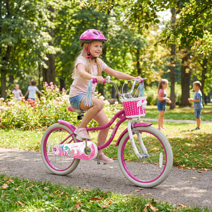 20 Inch Kids Bike, Adjustable, With Basket And Streamers, Rose Red Kids Bike at Gallery Canada