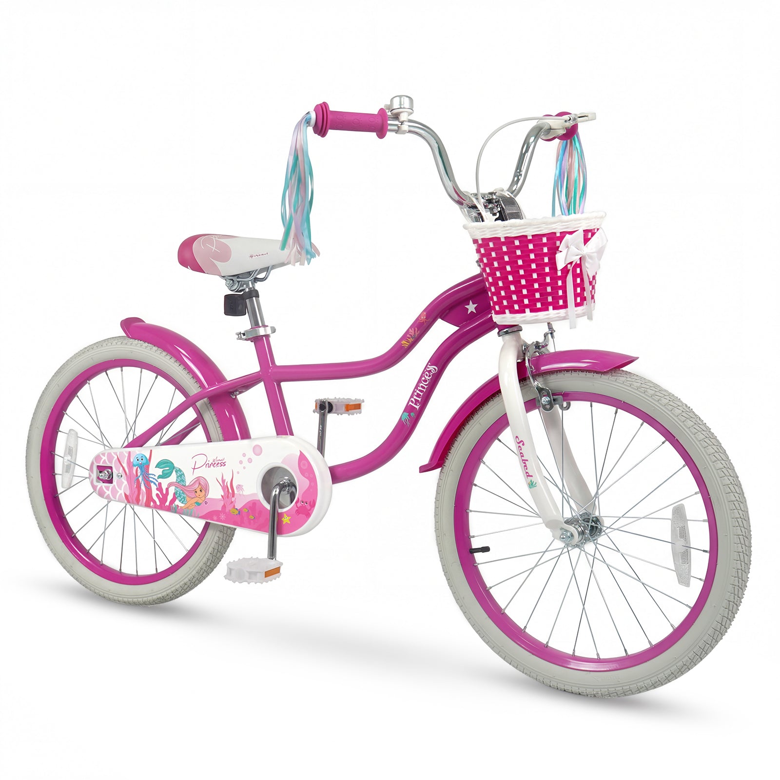 20 Inch Kids Bike, Adjustable, With Basket And Streamers, Rose Red Kids Bike Rose Red at Gallery Canada