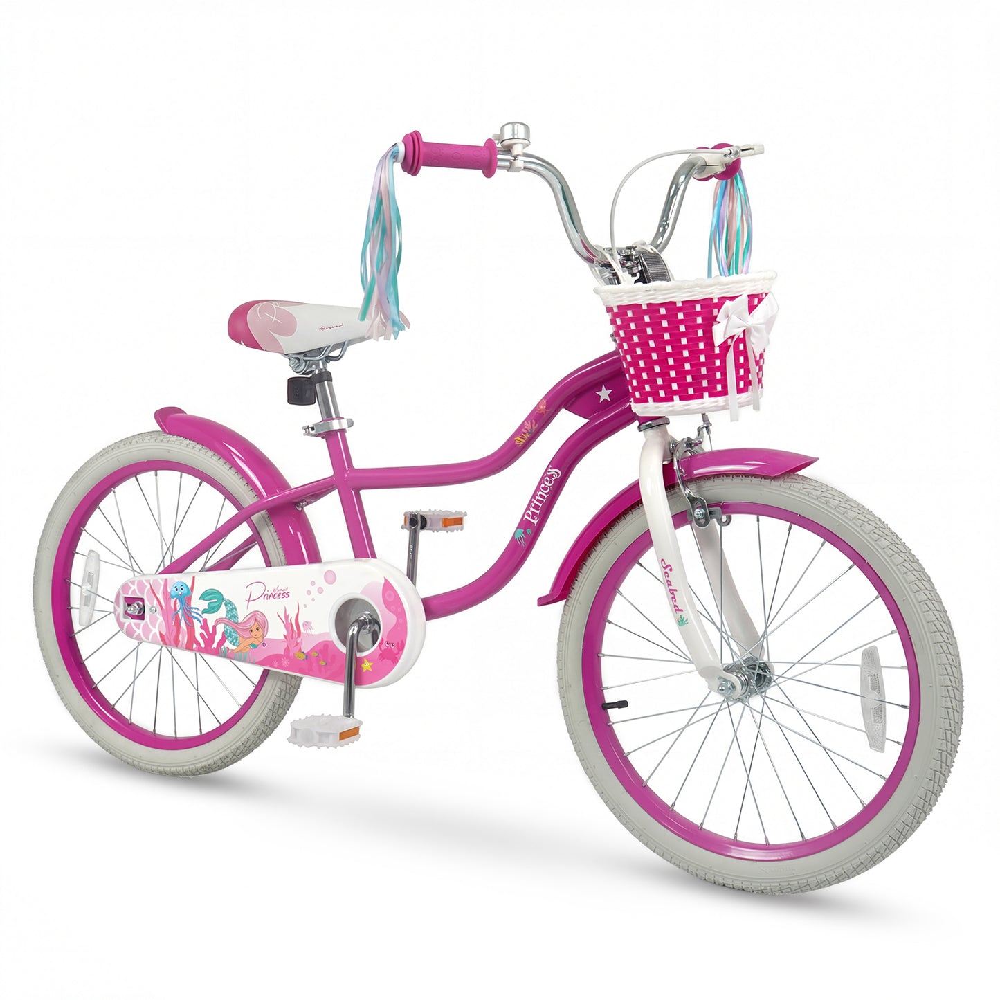 20 Inch Kids Bike, Adjustable, With Basket And Streamers, Rose Red Kids Bike Rose Red at Gallery Canada