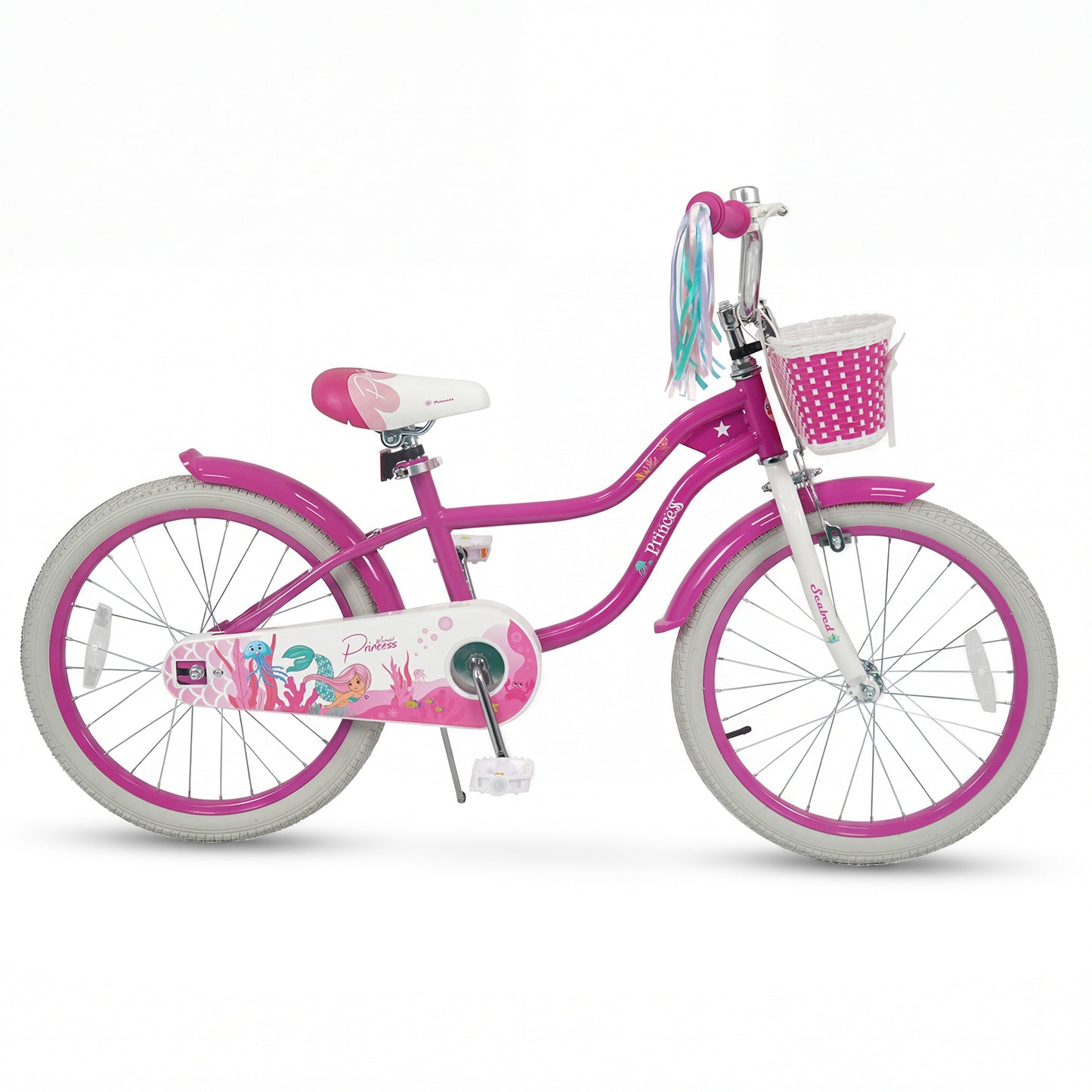20 Inch Kids Bike, Adjustable, With Basket And Streamers, Rose Red Kids Bike at Gallery Canada