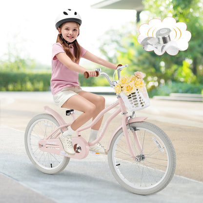 20 Inch Kids Bike with Kickstand for Boys Girls, Pink Kids Bike at Gallery Canada
