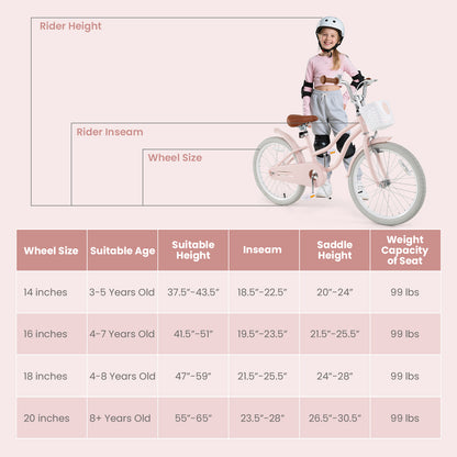 20 Inch Kids Bike with Kickstand for Boys Girls, Pink Kids Bike at Gallery Canada